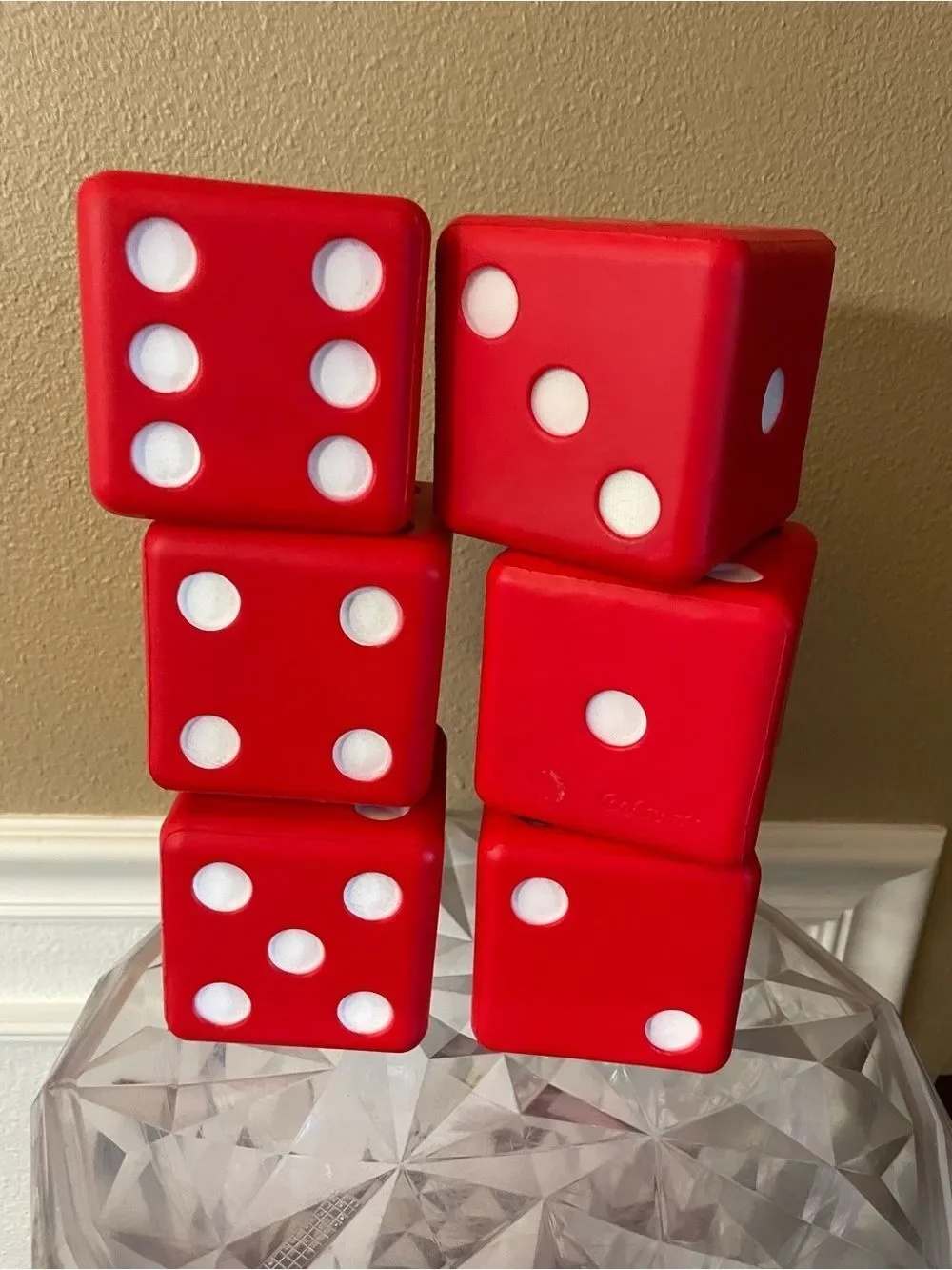Go To Sports Huge Dice set of 6 Dice Red and White!